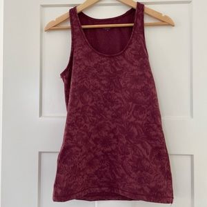 • [Athleta] Racerback Floral Burgundy Tank Top Size M•